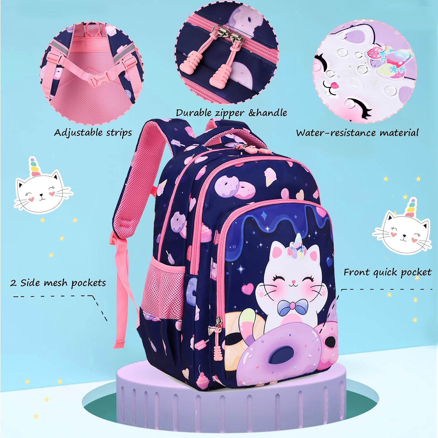 Girls' Elementary School Backpack with Lunch Box - Back to School Bag Bookbag - Image 3