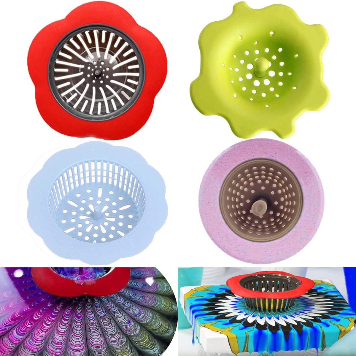INSANY Acrylic Paint Pouring Strainers Art Supplies for Pouring Acrylic Paint and Creating Unique Patterns and Designs(4PCS)
