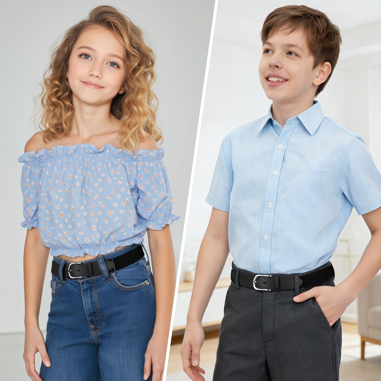 WELROG Cinturón Elástico para Niños - Ajustable Cinturón para Niñas y Niños Cinturón Juvenil Cinturon Vaquero Chicas
