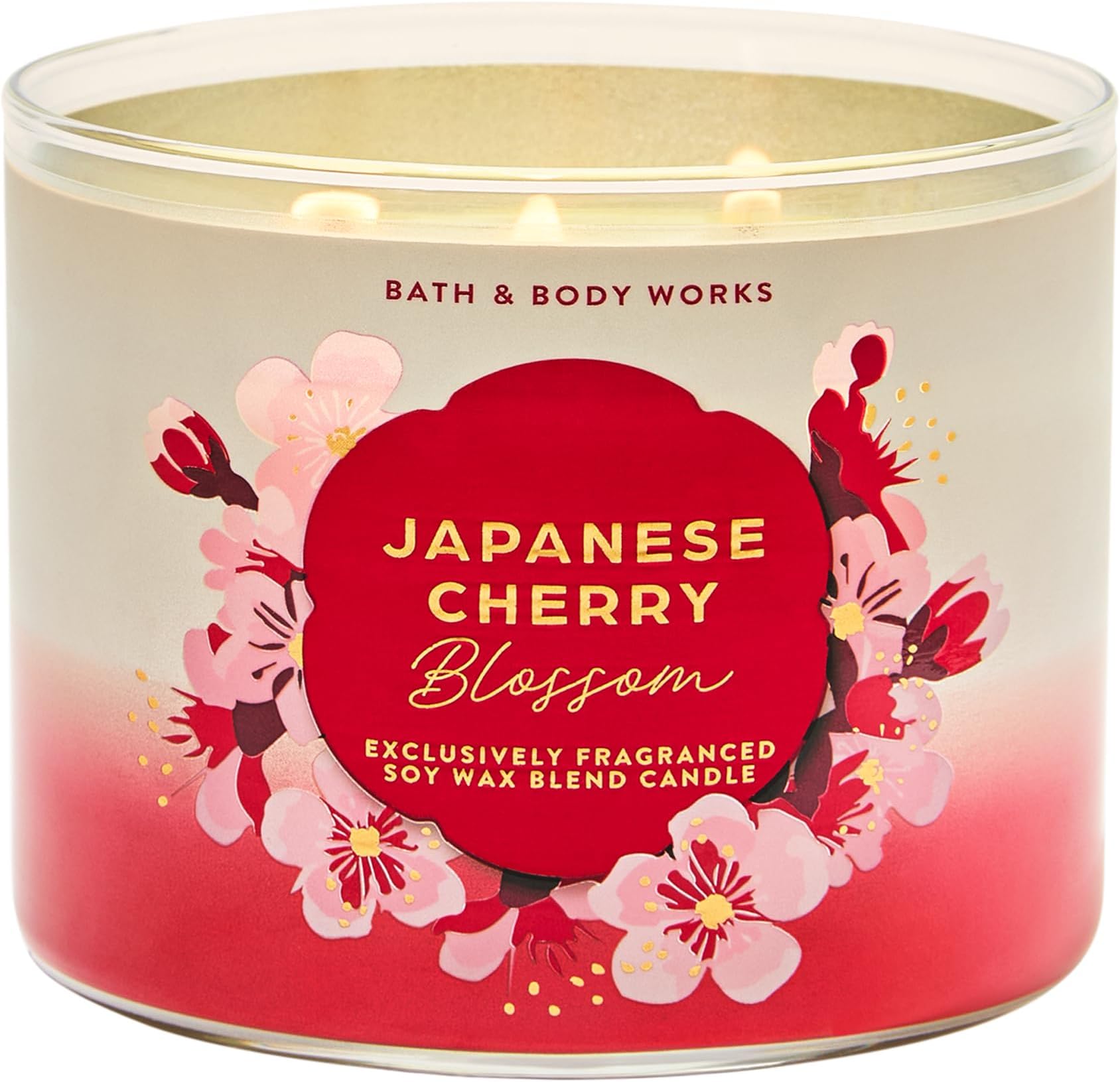Bath & Body Works Japanese Cherry Blossom 3-Wick Candle - Scented Candle for At-Home Use - Long-Lasting, Room-Filling Fragrance - High Fragrance Oil Concentration - Soy Wax Blend
