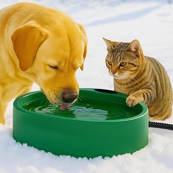 Heated Water Bowl for Dog Cat, Outdoor Warming Dog Bowl with Chew Resistant Power Cord, Waterproof Heat Pet Bowl Smart Heating in Winter Antifreeze for Dog Cat Chicken Duck, 125 fl oz Teal Blue