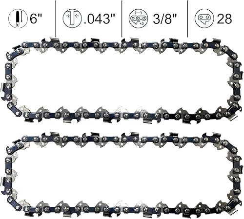 Miniatura 2 de Cadena de motosierra de 6 pulgadas para Milwaukee 2527-20, cadena de repuesto para Craftsman CMCCSL621D1-38 pulgadas - 0.043 pulgadas - 28 DL