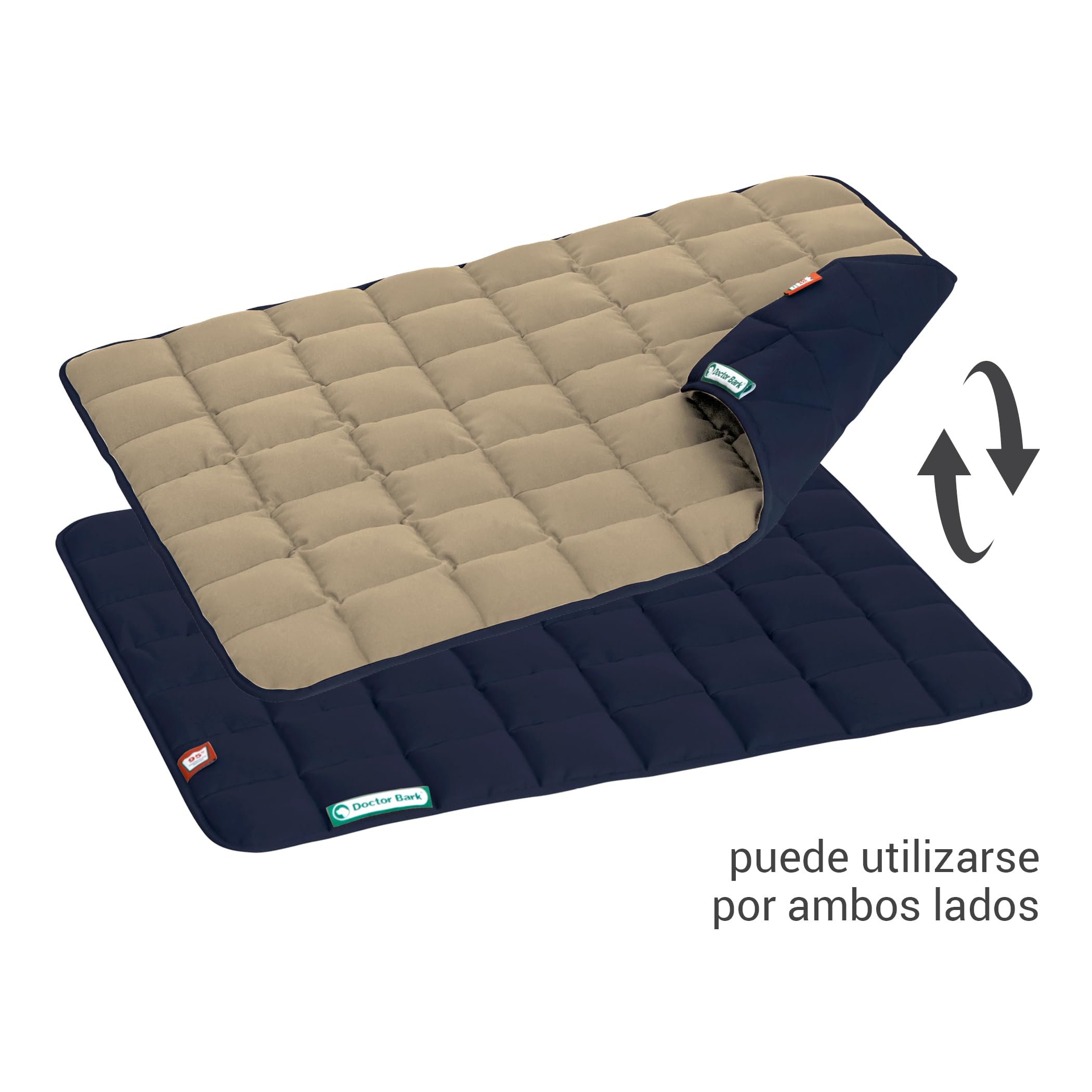 Doctor Bark Manta para Perros, Suave, Perros medianos, Resistente, para Interior y Exterior, Lavable hasta 95 °C (Talla M, marrón Dorado y Azul)