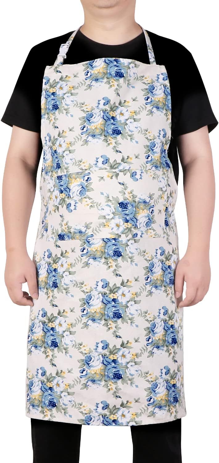 LOLOMLO Oversize Canvas Cotton Apron, Extra Large Aprons with Long Strap, Adjustable Neck Tear Resistant Plus Size aprons - Image 2