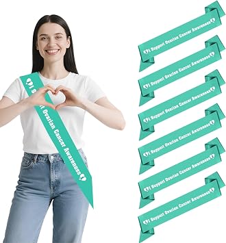 Ovarian Cancer Awareness Sashes 6pcs Teal Ribbon Sashes For Women Patients Ovarian Cancer Awareness Decor Sash Teal Encouragement Sash For Support Groups Gift Giving Fundraising School Home