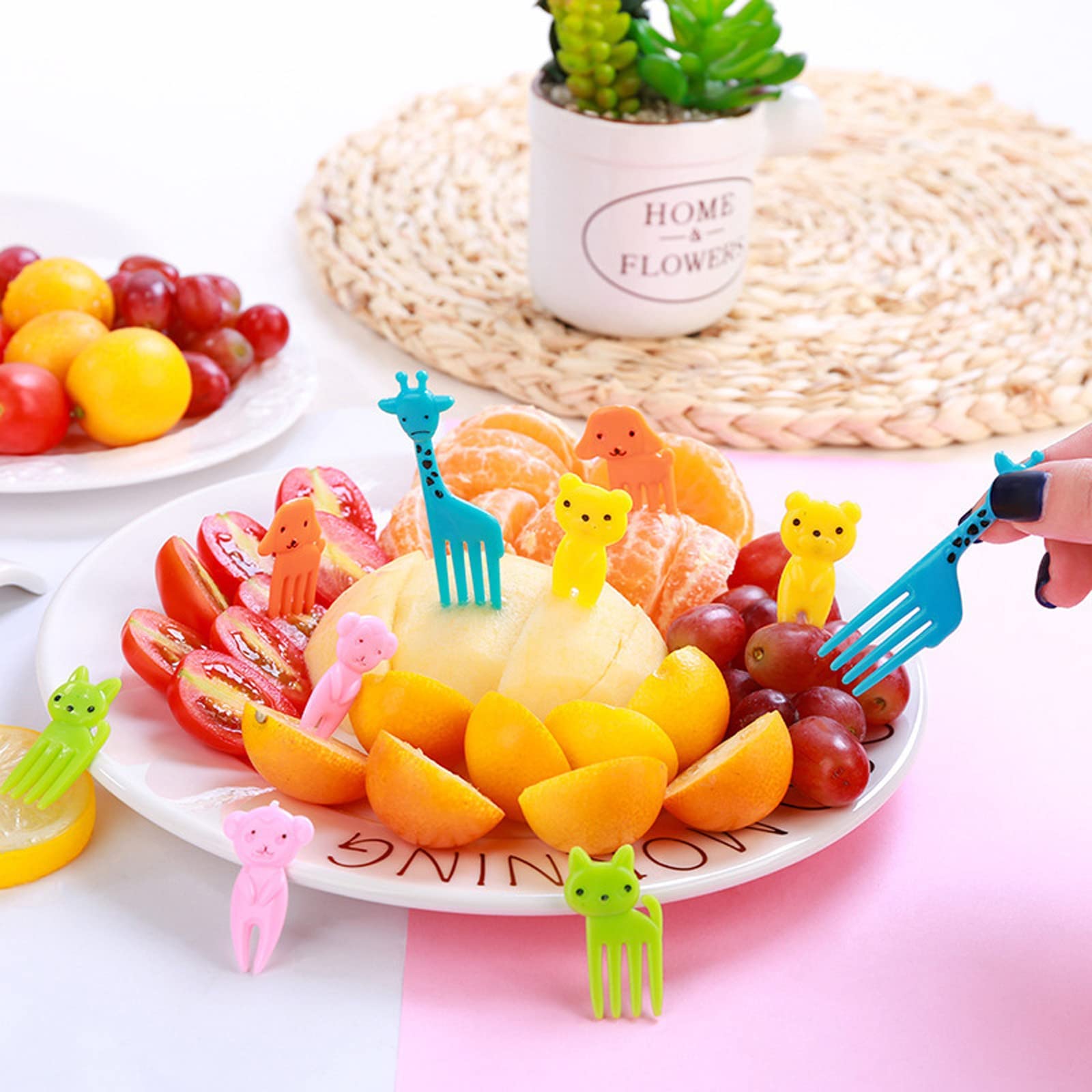 Tianlong Set di 12 formine per frutta e verdura, set di formine per verdure fai da te per bambini, in acciaio inox, utensili da cucina con 10 forchette per alimenti a cartoni