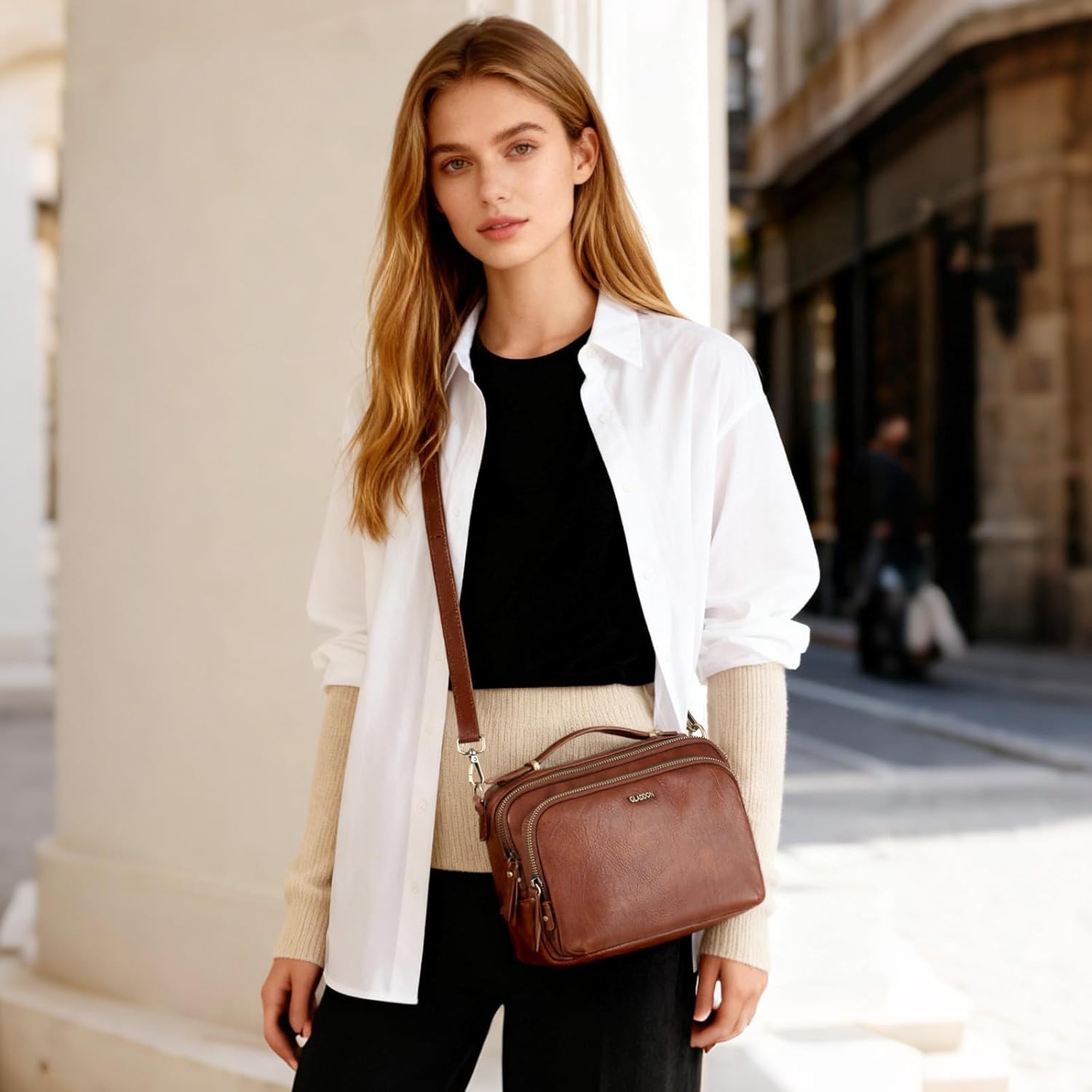 GLITZALL Multi Pockets Crossbody Bags for Women Small Top Handle Purse Satchel and Medium Pocketbooks | Fit A5 Notebook, Pad Mini, Soft Vegan Leather - Image 2