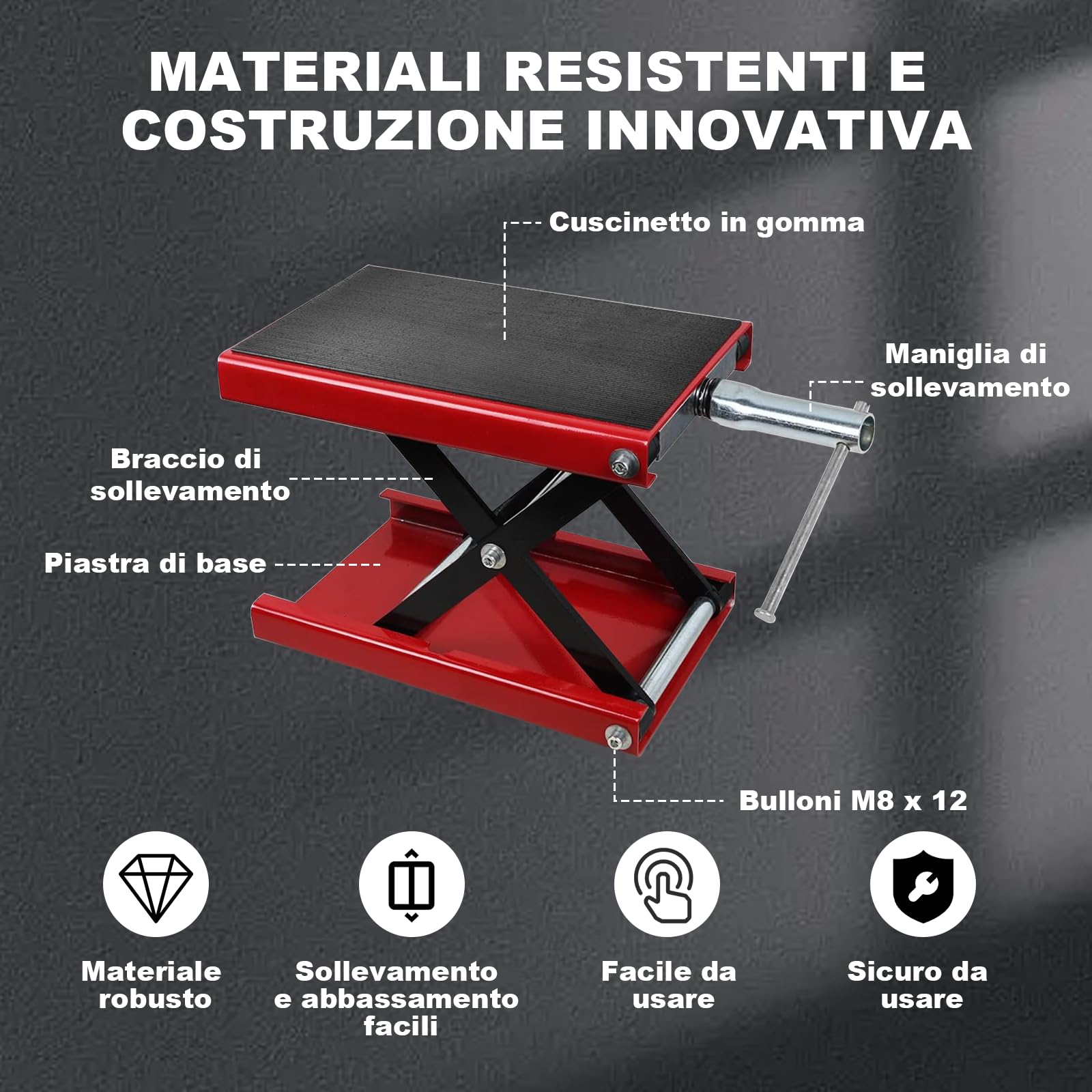 Ponte sollevatore per moto 500 kg ampio ponte 8,5-34 cm