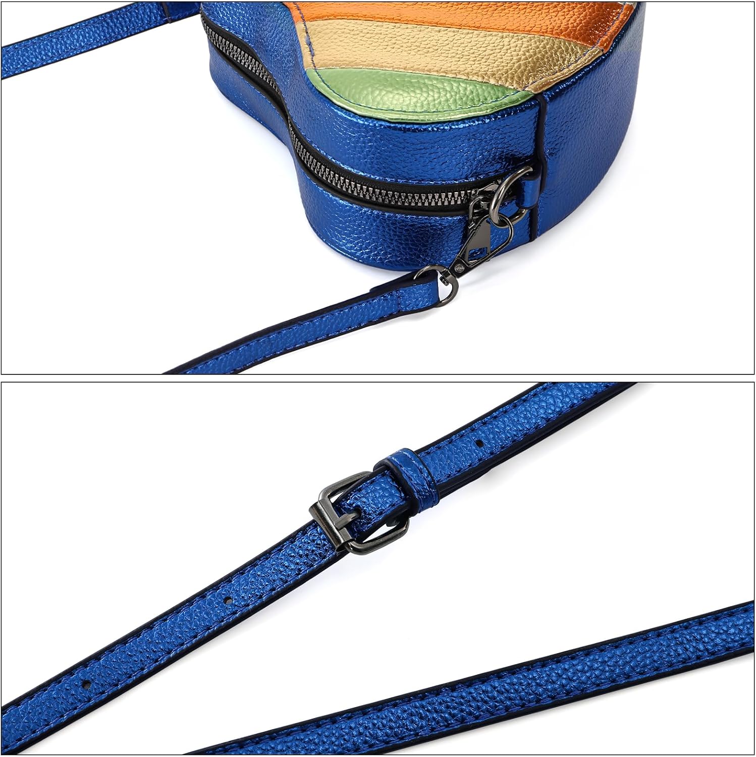 Heart Crossbody Bag, Rainbow Patchwork Shoulder Bag with Adjustable Strap, Aesthetic Heart Shaped Purse Wallet for Women, Cute Valentines Day Birthday Christmas Gift - Image 5