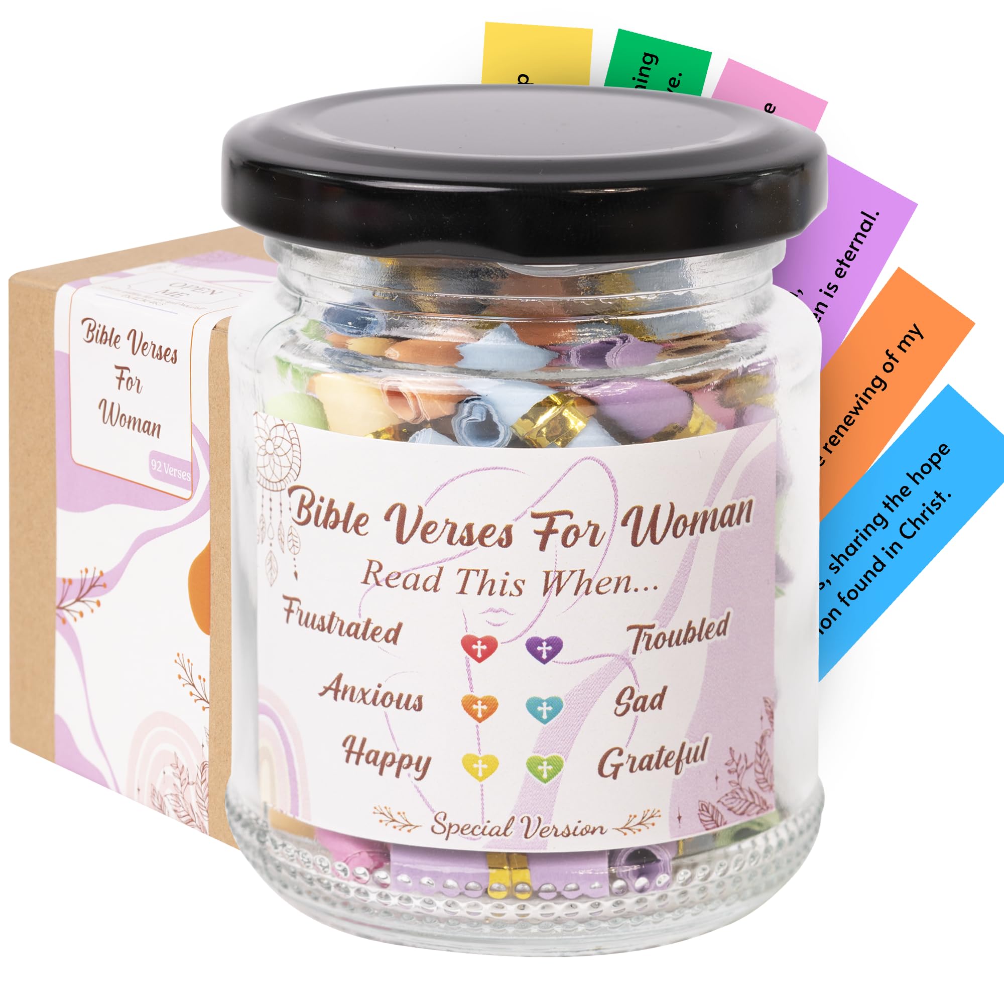 Christmas Bible Verses Jar for Women – Christian Christmas Gift for Friend, Inspirational Scripture Jar, Faith Encouragement Gift for Her, Mom, Sister