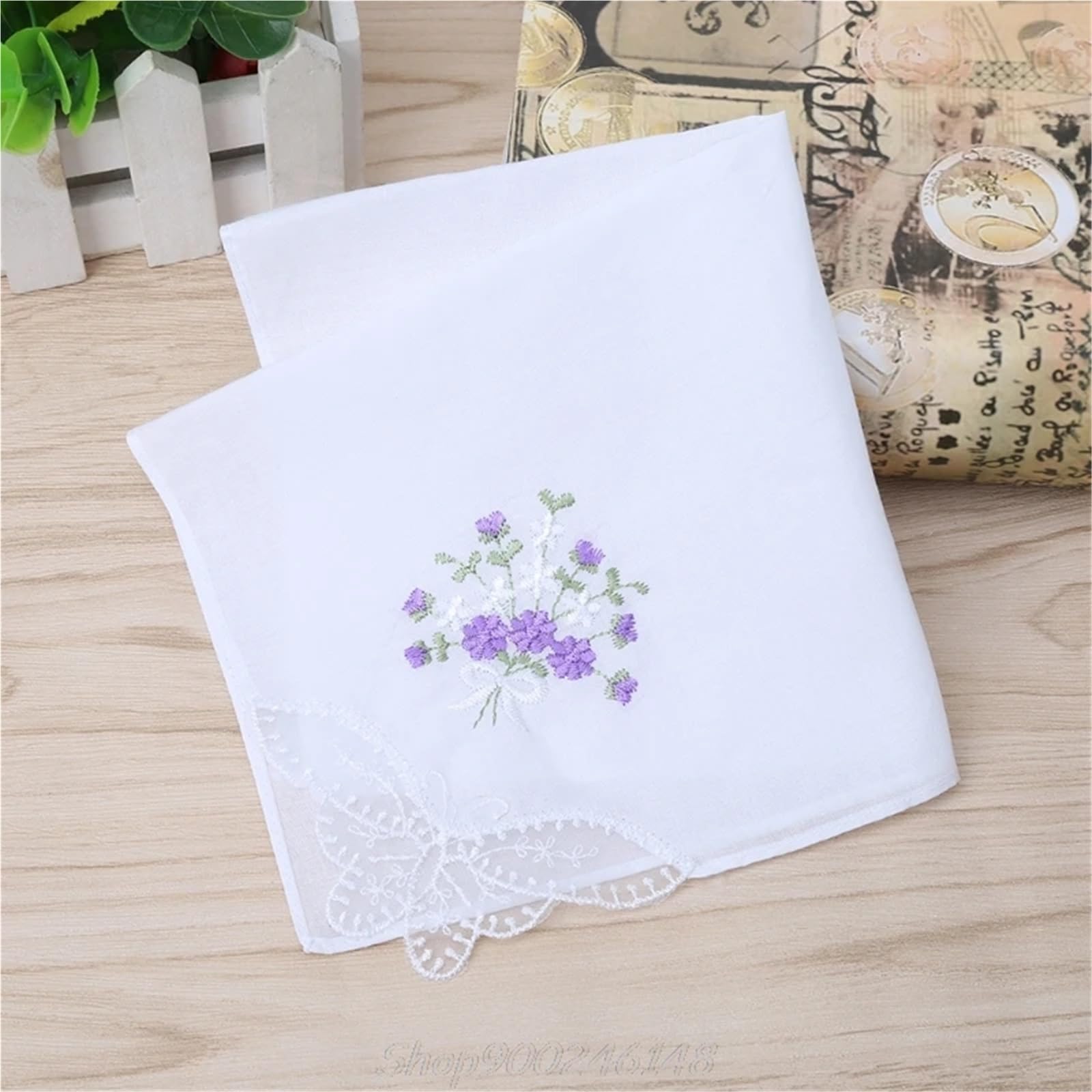 TaschentüCher 6 Stück Vintage Baumwolle Damen bestickte Spitze Taschentuch Frauen Blumen Einstecktuch