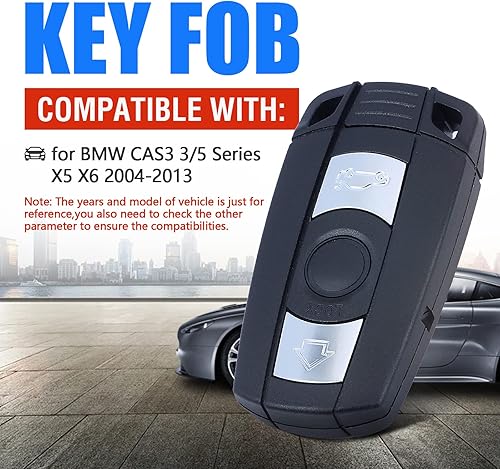 Miniatura 2 de Llavero remoto de entrada sin llave del coche 3 botones de reemplazo PCF7952 chip para BMW CAS3 3/5 serie X5 X6 con acceso cómodo 315MHz KR55WK49127