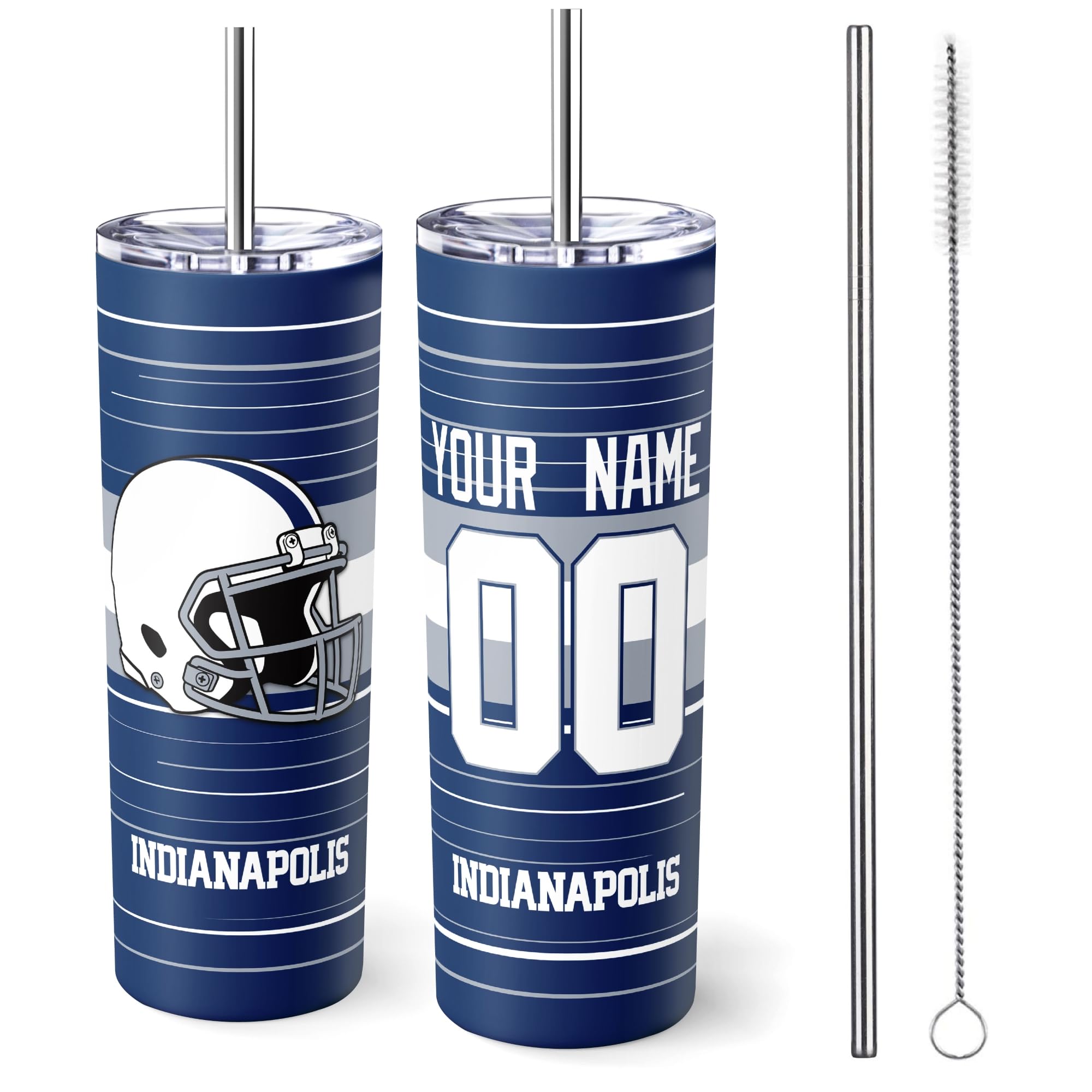 Indianapolis Tumbler 20oz Travel Mug Custom Name and Number Gifts
