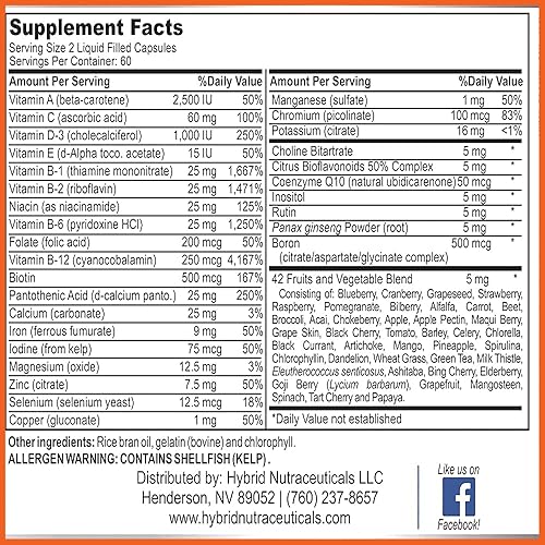 Miniatura 6 de MiracleMulti Cápsulas multivitamínicas líquidas para hombres y mujeres, mezcla completa de alimentos integrales, suplemento diario de vitaminas y