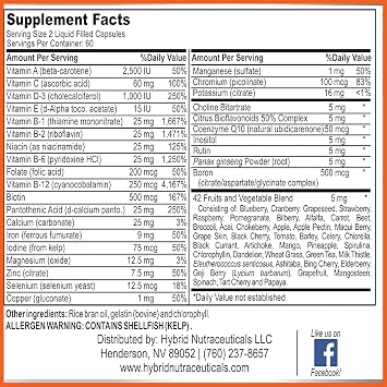 MiracleMulti Liquid Multivitamin Capsules for Men & Women - Complete Whole Food Blend Daily Vitamin & Mineral Supplement with CoQ10, B12, 42 Superfood Enzyme - 120 Softgels