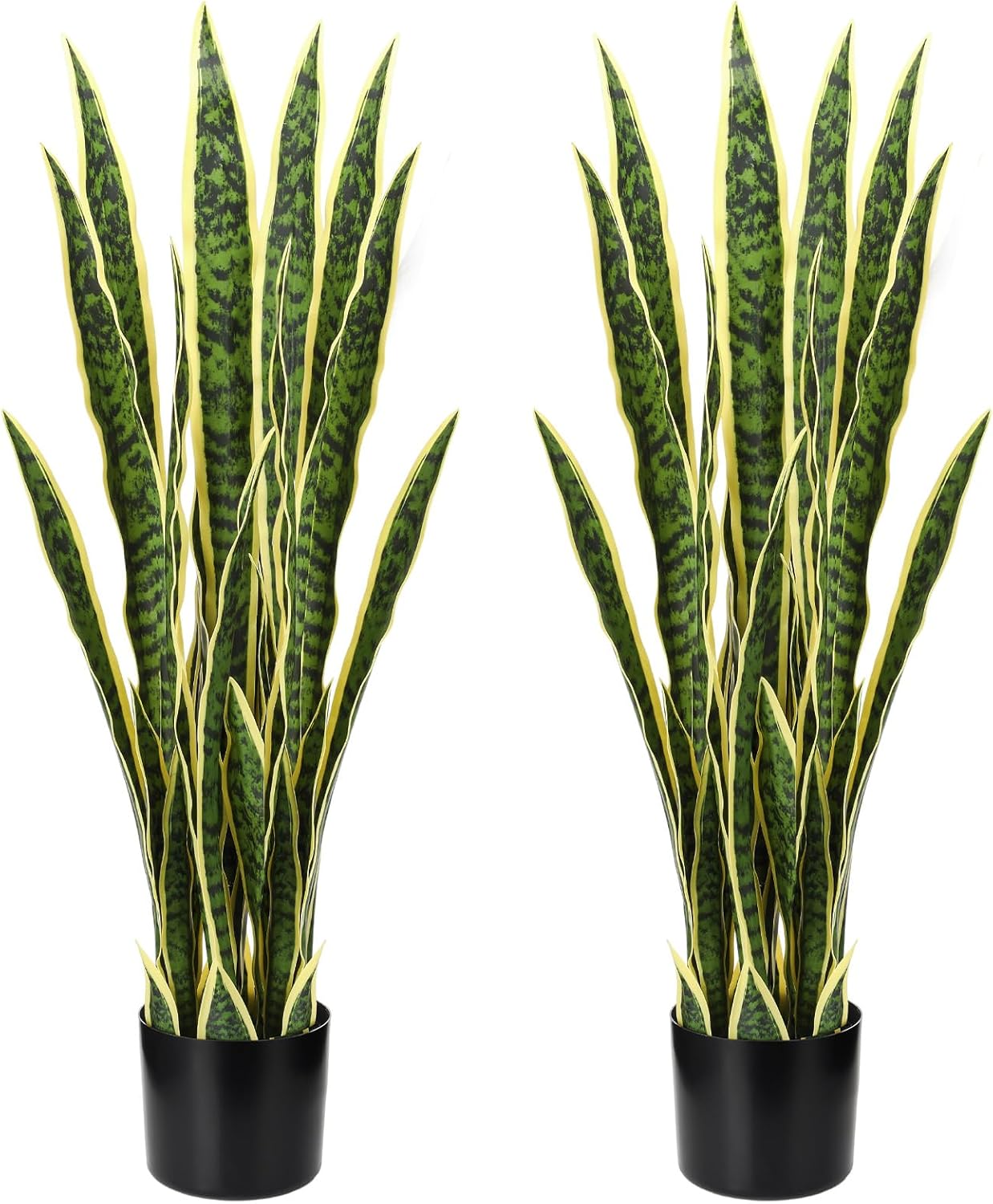 Crowye 2 Pack 3.15 Ft Tall Artificial Snake Plant Faux Sansevieria Plant Large Fake Snake Bulk in Pot for Home Office Housewarming Gift