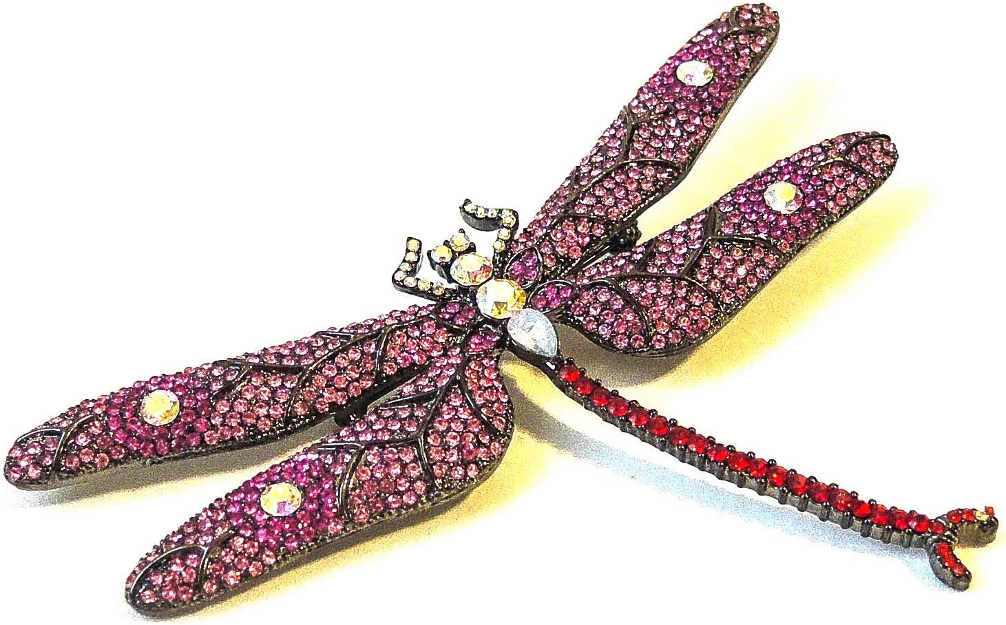 HamptonGems Dragonfly Brooch, Pink, Magenta and AB Pave Crystals All Over, Gorgeous!!!!