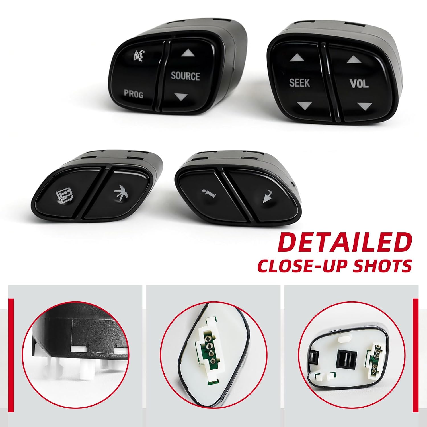 Steering Wheel Control Switch Button Replacement Fit for 2003-2009 Silverado Suburban Tahoe Avalanche GMC Sierra Yukon Escalade Replaces# 21997738, 21997739, 1999442, 1999443