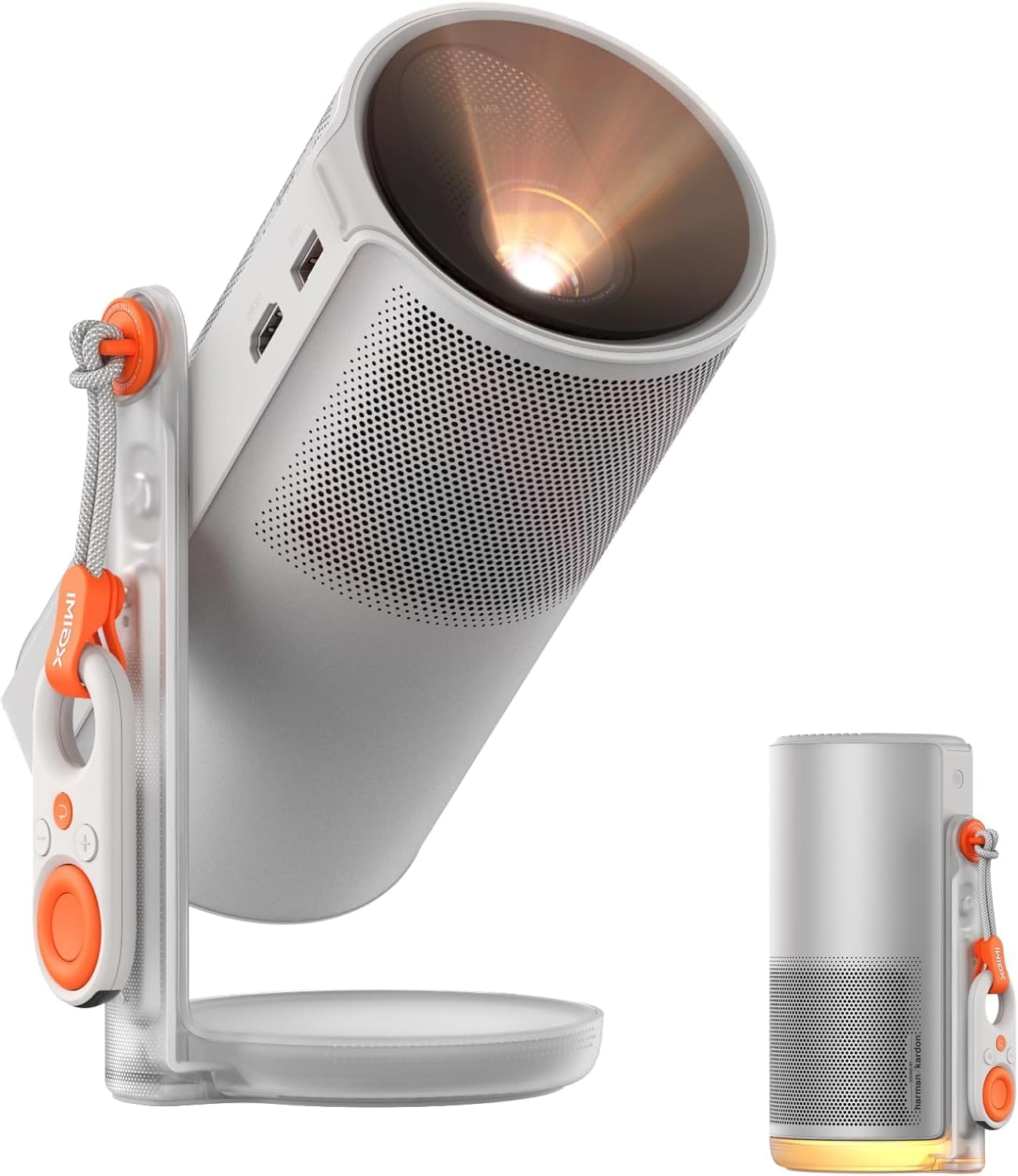 XGIMI MoGo 4 Portable Projector: Google TV with Netflix, 450 ISO Lumens, 2.5Hr Battery, Harman Kardon Audio, 360° Stand