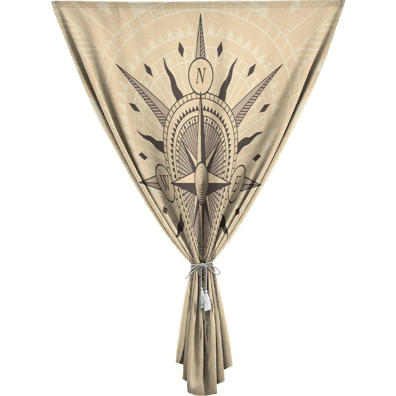 XISUNYA Adjustable Blackout Shades, Compass Portable Blackout Curtain, Vintage Exploration Windrose Design Tan Background Print Living Room Bedroom Window Drapes,26W x40L Inch, for Kitchen Bathroom