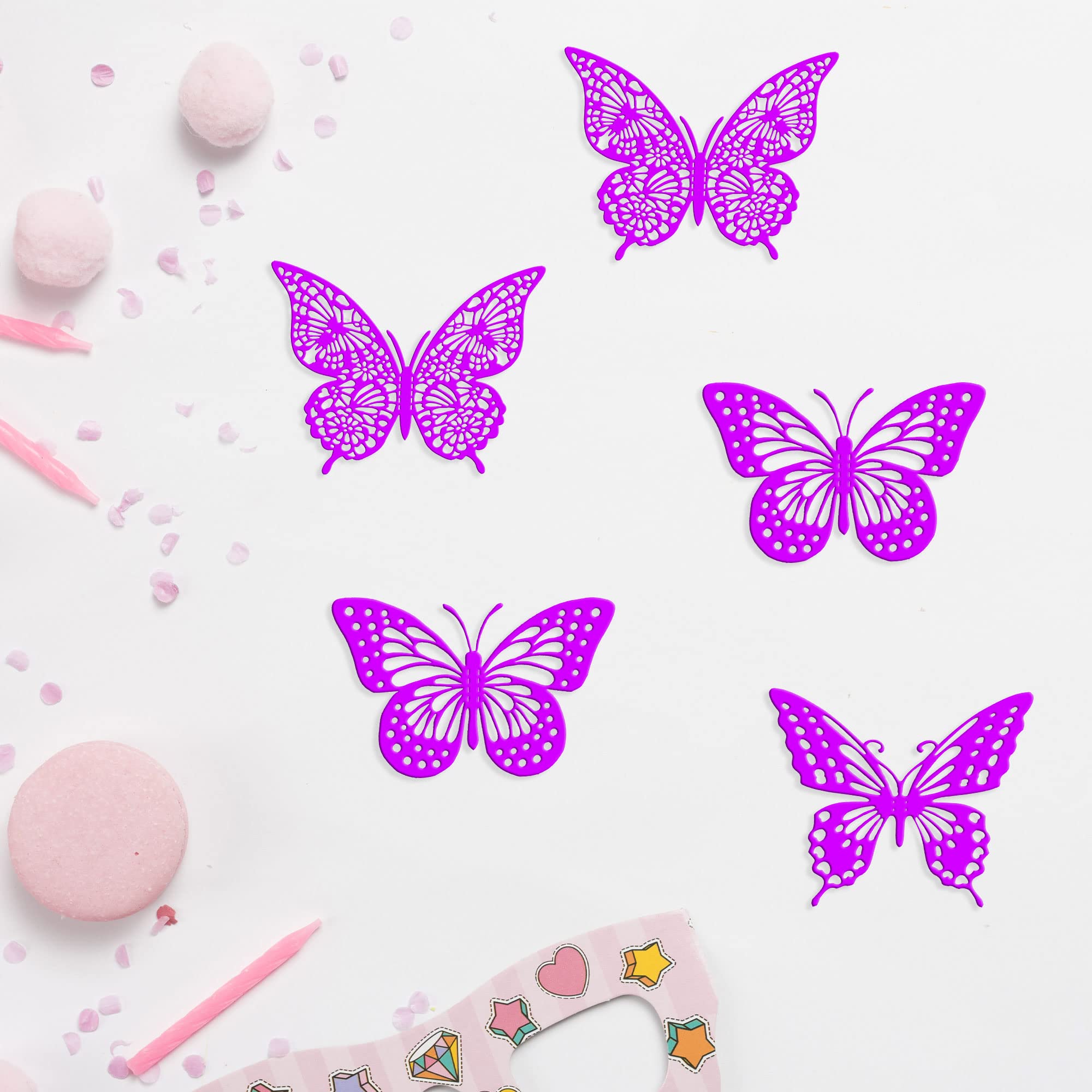 36 Schmetterlings-Cupcake-Topper In Lila – Glitzernd, Wiederverwendbar Für Hochzeit, Geburtstag & Mottoparty!