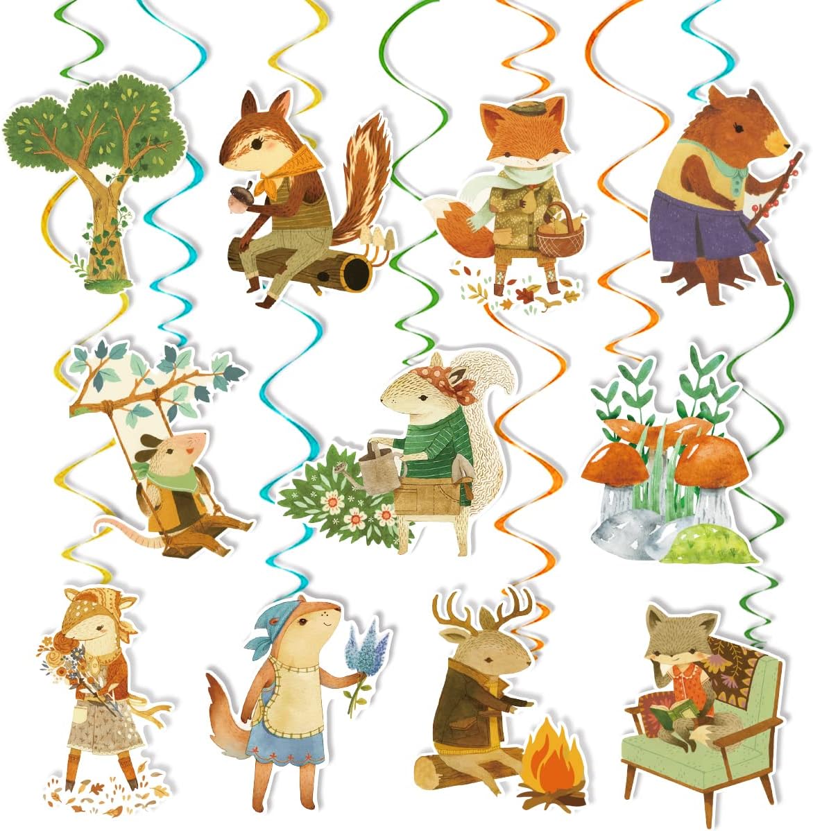 YOOOOXV Woodland Hanging Swirls, Woodland Animal