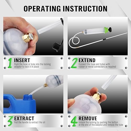 Miniatura 4 de SWANLAKE - Extractor de líquido y bomba de llenado de 500cc, extractor de bomba de líquido automotriz, bombas de cambio de aceite con manguera de