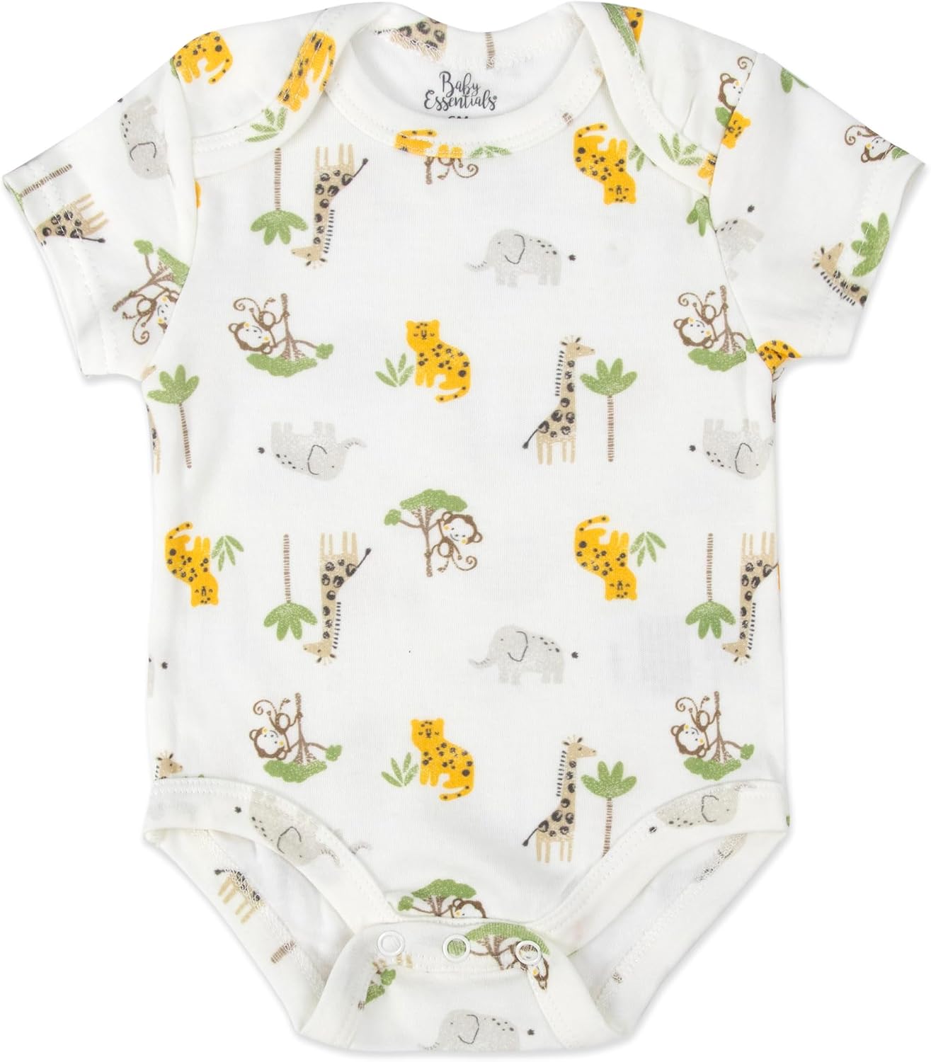 Baby Essentials 6 Pack Bodysuit Set, Baby Boy 6 Piece Newborn Outfit Set, Button Closure, Short Sleeve