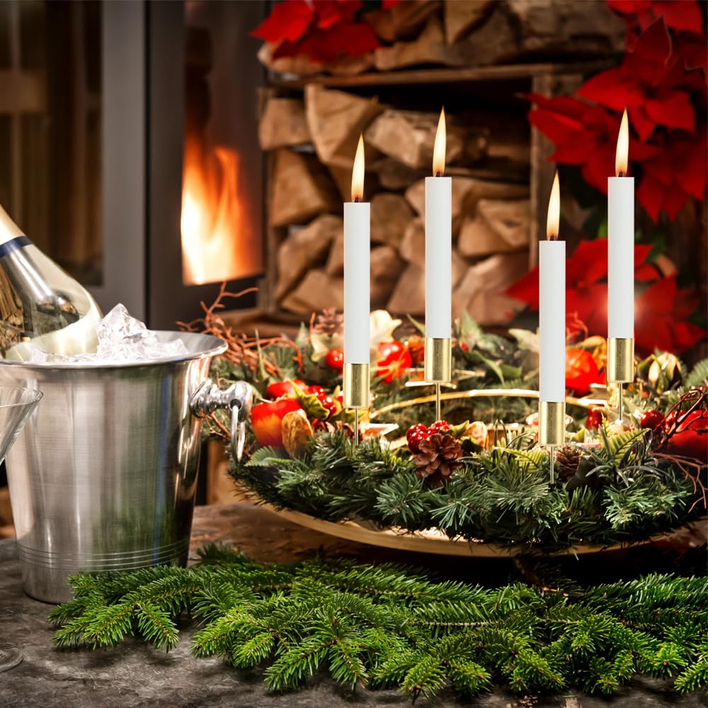 6 Stück Adventskranz-Kerzenhalter Aus Metall – Gold, Für Stabkerzen, Mit Dorn, 11 Cm Hoch, Klassisches Design