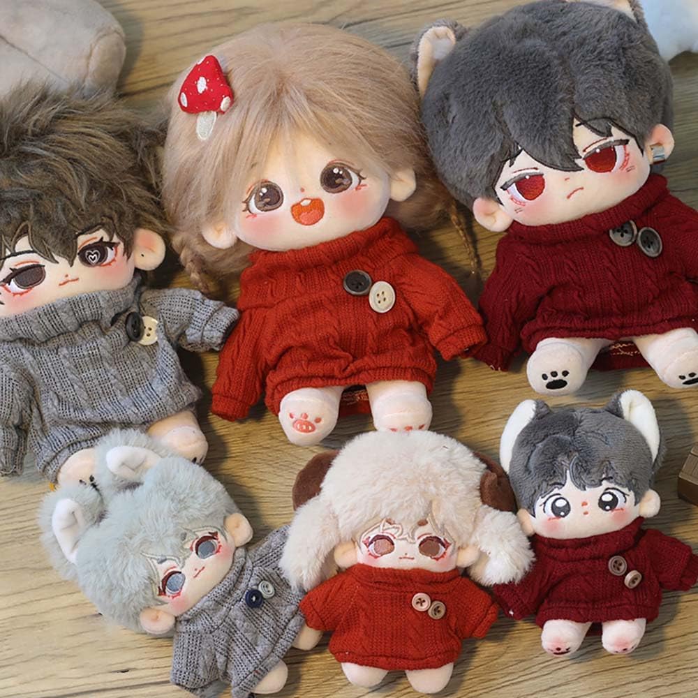 niannyyhouse 10cm-15cm 20cm Plush Doll Clothes Turtleneck Sweater Stuffed Toy Dressup (Wine Red, 10cm-15cm)