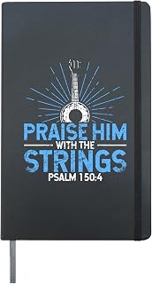Praise Him with the Strings Psalm 150:4 Music Design Hardcover Journal, Black