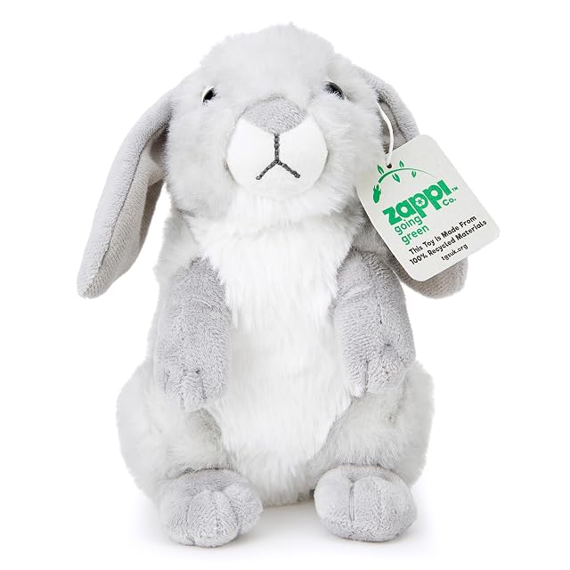 Peluche de Conejo Gris (20cm) - Encantador, Acogedor, Ecológico, Añadido a la Colección de Osos de Peluche Safari, 100% Reciclado
