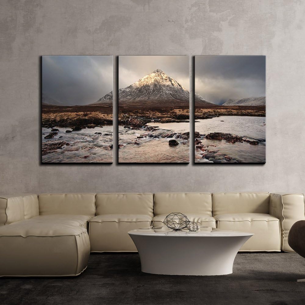 Amazon.com: wall26 - 3 Piece Canvas Wall Art - Landscape with Flowing ...