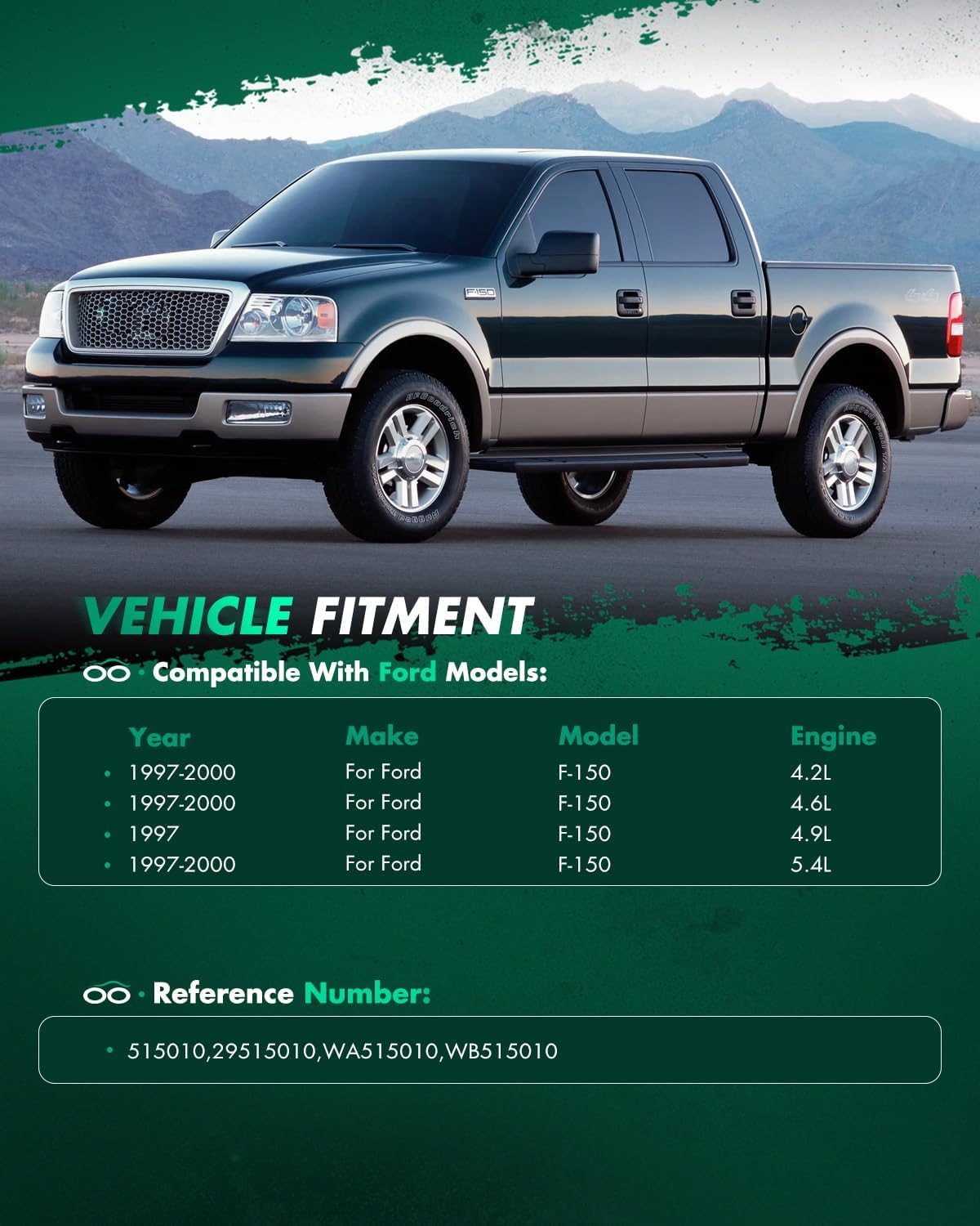 SCITOO 1PC Front Wheel Bearing and Hub Assemblies OE 515010 1997 1998 1999 2000 for Ford for F-150 4WD 4-Wheel ABS Axle Hub Assemblies 5 Bolts W/ABS