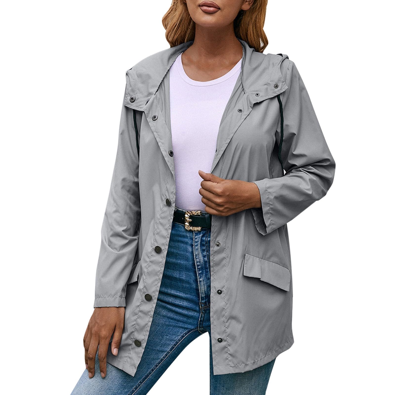 Chaqueta funcional informal larga que repele la llovizna urbana 8