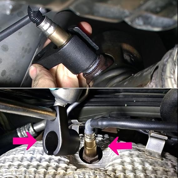 Offset Oxygen Sensor Socket, 3/8-Inch Drive by 7/8-Inch (22mm) Oxygen Sensor Wrench Offset Puller, O2 Sensors Adapter Wire Gate Accesses from Side Preventing Damage to Wires