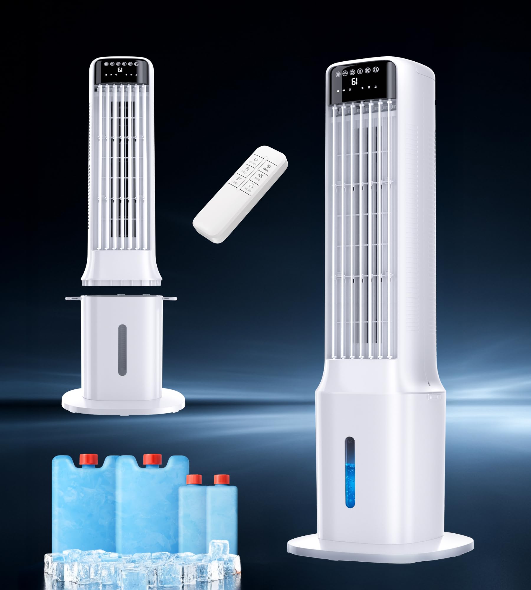 Landeagle Swamp Cooler Air Conditioner, Evaporative Air Coolers with 120°Oscillating,Windowless Portable Cooling Fan That Blow Cold Air with 24H Timer