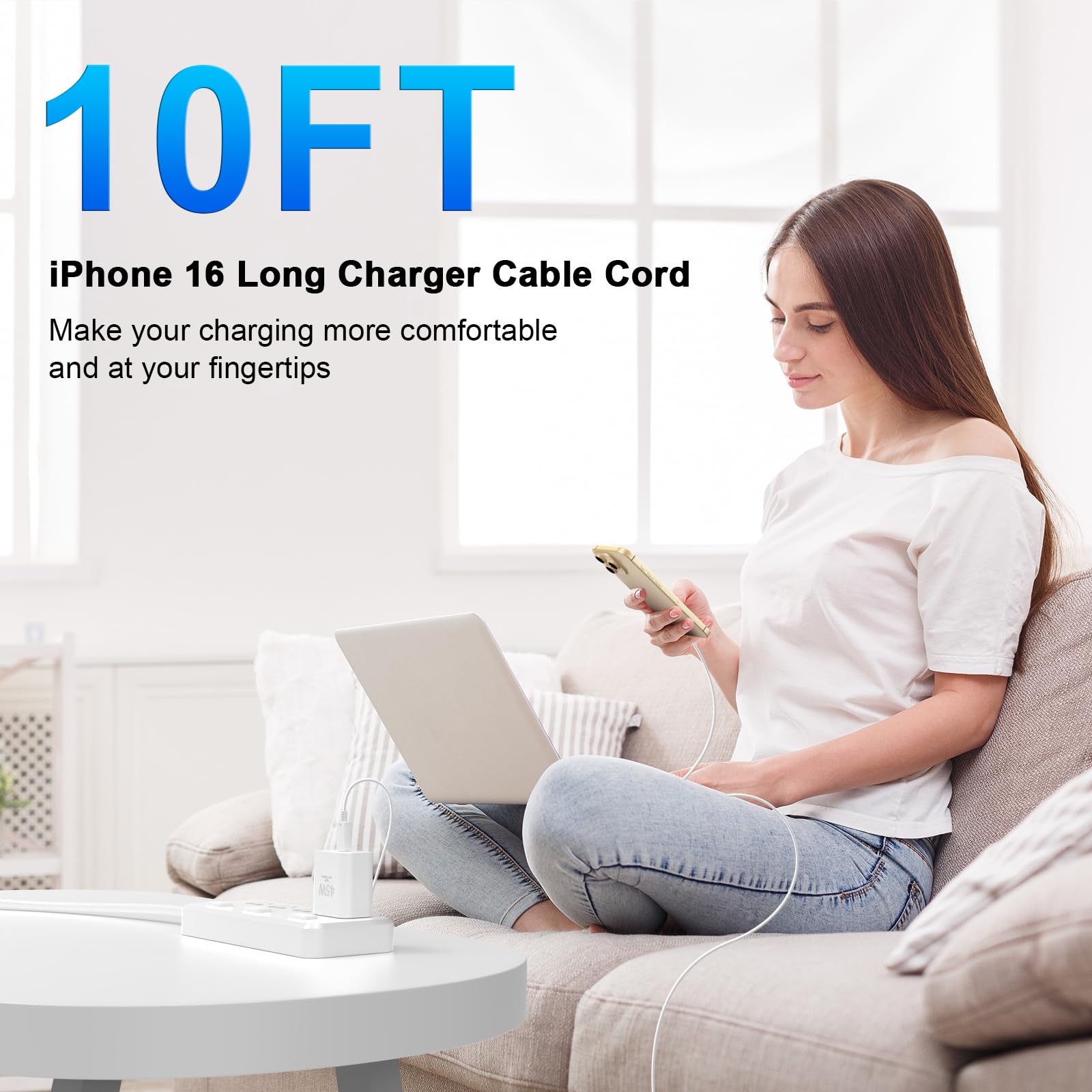 45W USB C Fast Charger Compatible for Google Pixel 9/9 Pro/9 Pro XL/8/8A/8 Pro/7 Pro/7A/7/6/5/4/3 XL, 2 Pack 45W Type C Wall Charger Super Fast Charging Block with 10FT Long USB C to USB C Cable Cord