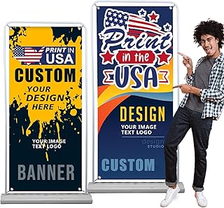 Outdoor /indoor Personalized Custom Foldable Portable Banner Stand Wholesale Door Shape frame Water injection base Banner Stand for Advertising Conference Display Trade Show Promotion Sign with Stand and Travel case for Business, Trade Shows, Stores, Advertising, Events (Full Color, 23x62 inch)