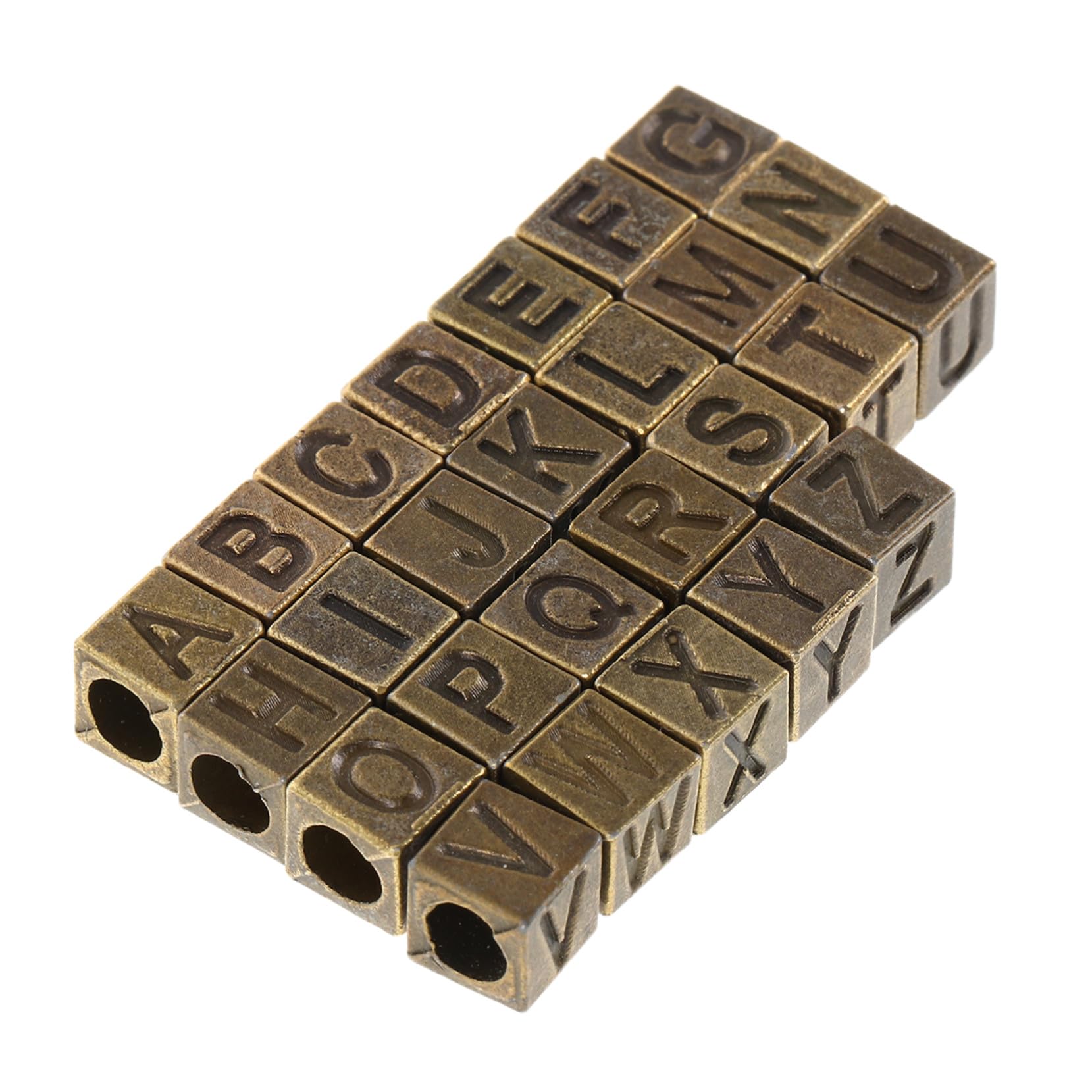 52 Piezas Abalorios de Letras Vintage A-z de Aleación con Gran Agujero para Pulseras Collares y Manualidades DIY