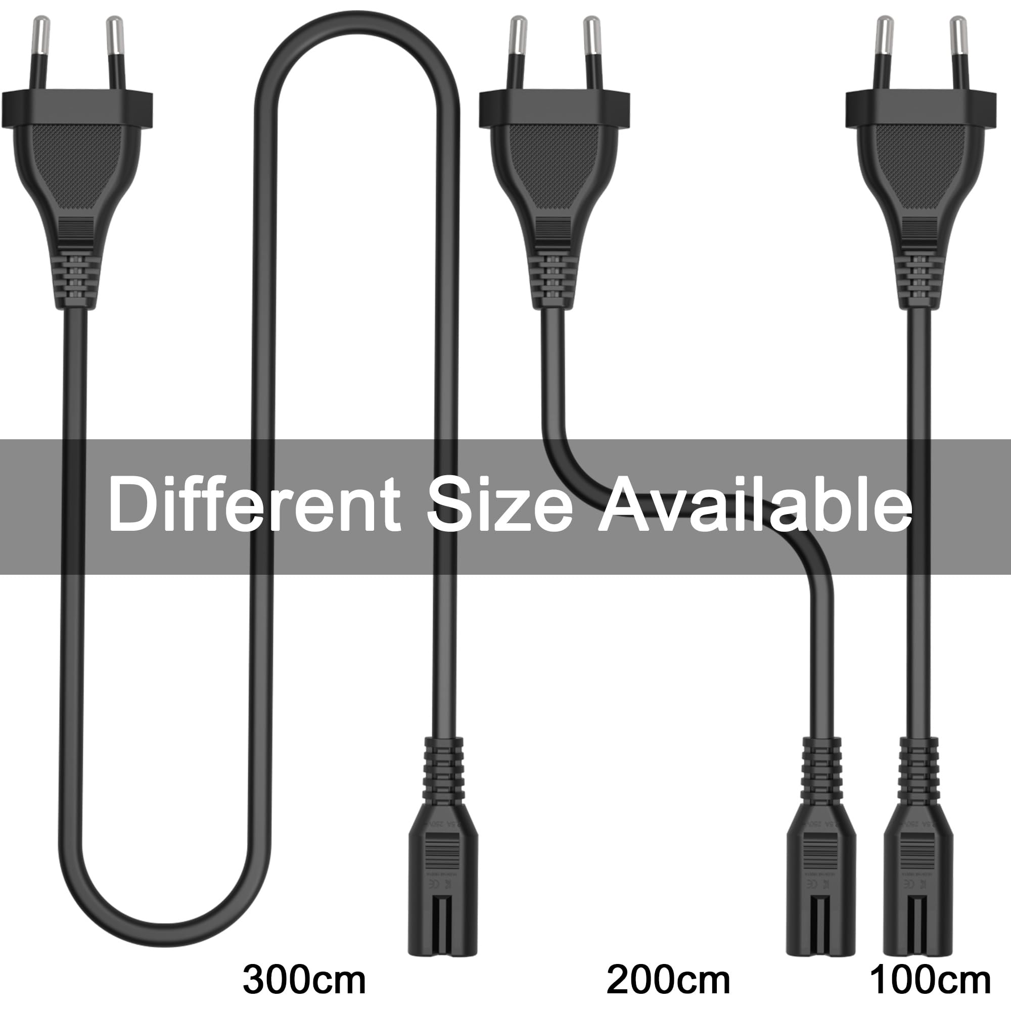 Tobfit Câble d'alimentation noir de 2 m - C7 - Fiche européenne pour PS5 / PS4 / PS3 / Xbox Series X/S,C7 - Prise européenne - Câble d'alimentation pour petits appareils