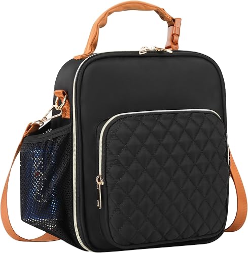 Lonchera pequeña para mujeres, lonchera aislada para adultos, con correa para el hombro, reutilizable, portátil, para el trabajo, oficina, 12 latas