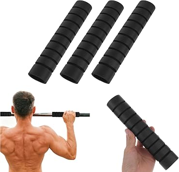Kisangel 3 Pack Anti-Slip Pull up Bar Grip Pads, Removable Washable Sponge Grip Sleeve, Hand Guard Pads for Horizontal Bar Training, Black