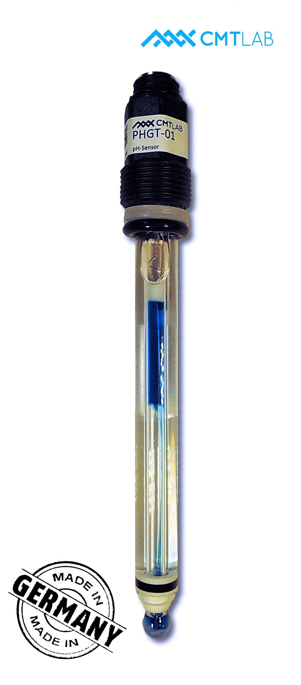 pH Elektrode/Sensor mit Teflon-Ring-Diaphragma, Gel-Füllung, Industriequalität, Made in Germany