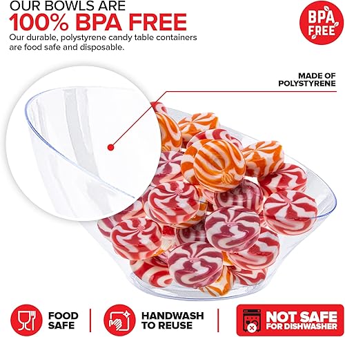 Miniatura 3 de Cuencos pequeños de plástico transparente juego de 8 platos desechables de caramelo recipientes de buffet para papas fritas palomitas de maíz