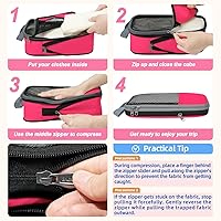 Vista 48 de BAGAIL 4 juegos/6 juegos/8 cubos de compresión para embalaje, accesorios de viaje, organizadores de embalaje expandibles (malla cuadrada, 06-beige)