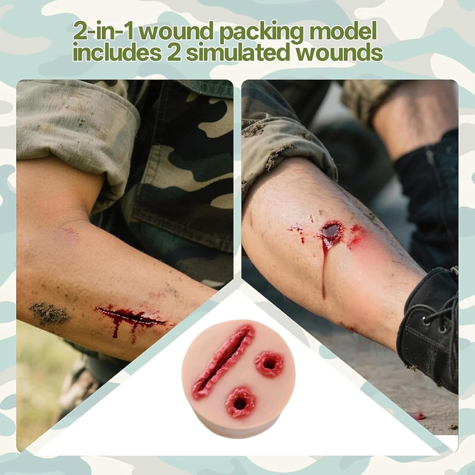 Simulador de Vendaje de heridas, simulador de laceraciones, Reutilizable, Kit de formación «Stop The Bleed», para formación en Primeros Auxilios Militares y educación médica