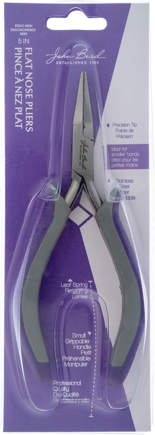 John Bead Ergo Minis 5in Flat Nose Pliers | Multi Purpose Tool | Jewelry Tool | Stainless Steel