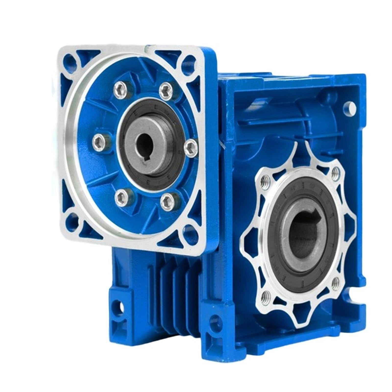 Reductor de velocidad de tornillo sin fin NMRV050 – Brida de 130x130 mm, eje de entrada de 19 mm, diámetro de salida de 24 mm Caja de engranajes metálica
