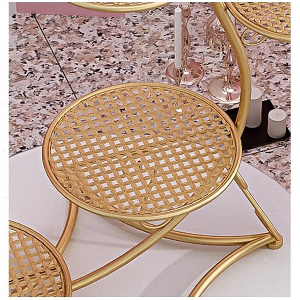 exproyzk Soporte de Metal para Tartas Soporte para Tartas de Boda con bandejas de Malla, Soporte de exhibición de postres y Cupcakes de Varias Capas, con Enredadera de Flores(Gold,6-Tier)